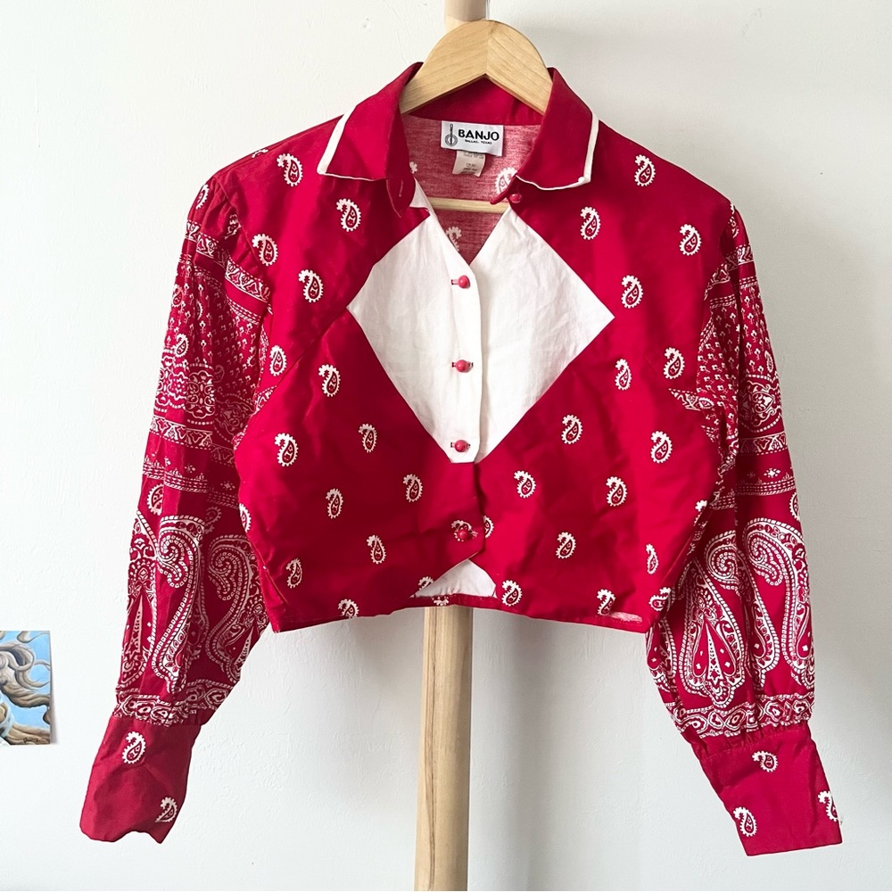 Vintage BANJO Western Paisley Blouse